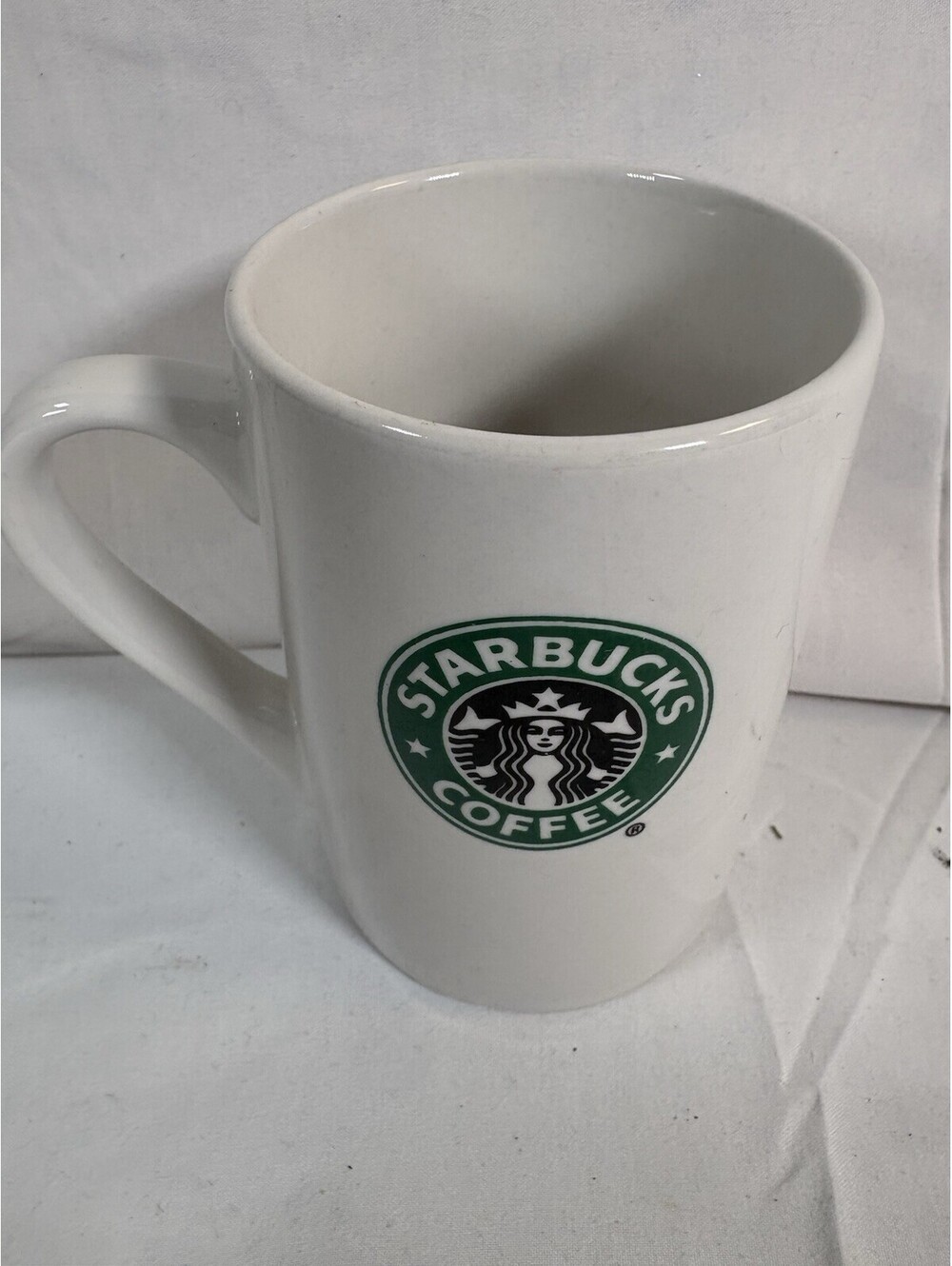 STARBUCKS White 8 OZ  Coffee Tea Mug Cup Green Black Classic Mermaid Logo